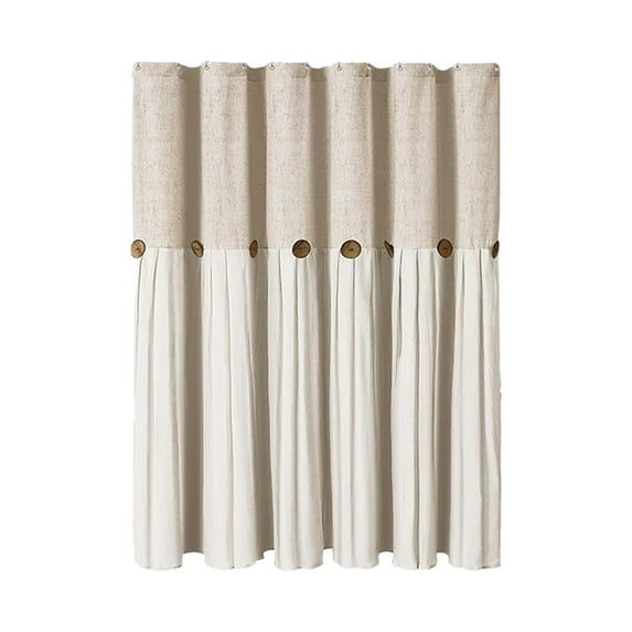 Button Patchwork Shower Curtain with Waterproof Linen Blend Material for Bathroom Use, Skirted Bathroom Curtain with Unique Design for Control, Practical Shower Screen for Wet Area Separation