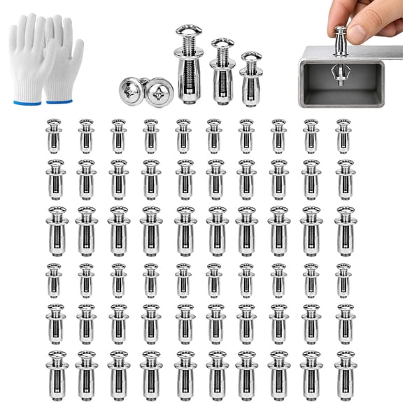 Button Rivet Locking Nut Assortment M4 M5 M6 Zinc Plated Steel, Petal Rivet Nuts Expand Behind Thin Panels for Strong Threaded Fastening in Automotive, Furniture and DIY Repairs (60PCS)