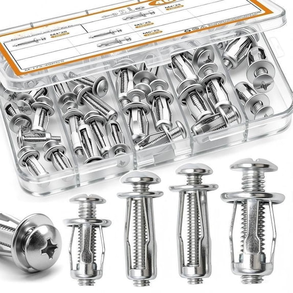 Button Rivet Locking Nut Assortment, Petal Expansion Grips Behind Thin Panels, Rivet Nuts Assortment, for Automotive Furniture DIY Repairs
