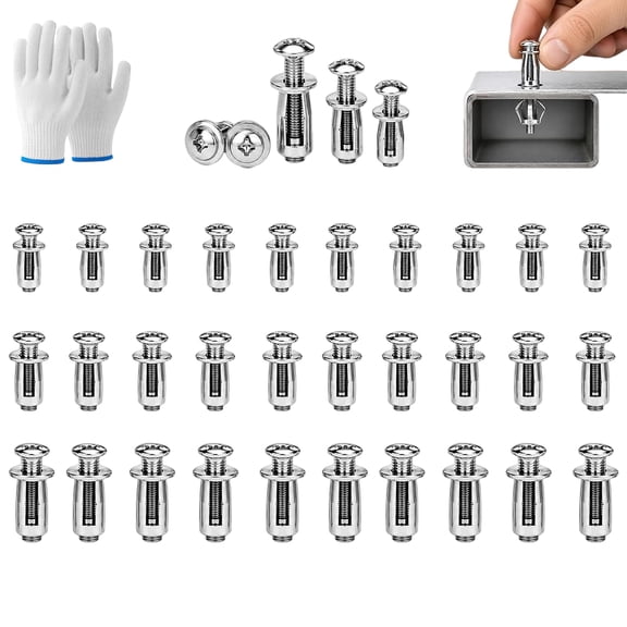 Button Rivet Locking Nuts Set with M4, M5, M6, Heavy Duty Carbon Steel High-Strength Industrial Hardware, Bolt-Compatible, For Fixing, Reinforcement (30PCS)