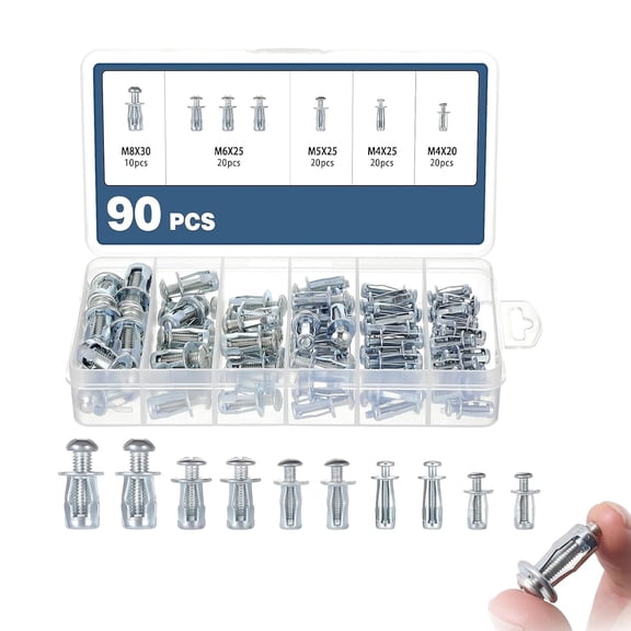 Button Rivet Locking Nuts Set, M4 M5 M6 M8, Flower Nuts Bolts