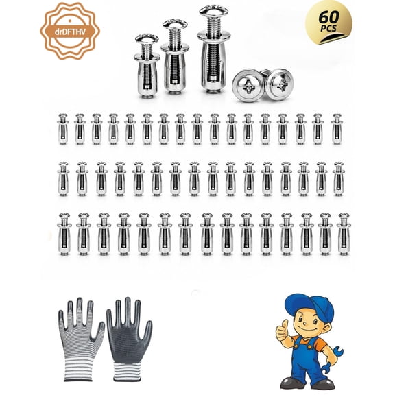 Button Rivet Locking Nuts Set, Petal Nuts with Screws, M4 M5 M6 Assortment Zinc Plated Steel
