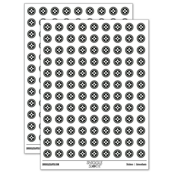 Button Sewing 200+ Round Stickers - White - Matte Finish - 0.50" Size