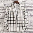 thumbnail image 1 of Button Down Shirt Men Long Sleeve Fashion Cardigan Casual Regular Fit Collar Flannel Shirt Lightweight Breathable Fall Plaid Classic Basic Tops With Pocket White L, 1 of 7