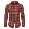 thumbnail image 1 of Button Down Shirt Men Long Sleeve Fashion Casual Collar Regular Fit Flannel Shirt Breathable Lightweight Spring Plaid Classic Basic Blouse With Pocket Red XXXL, 1 of 2