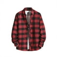 thumbnail image 1 of Button Down Shirt Men Long Sleeve Fashion Casual Collar Regular Fit Flannel Shirt Lightweight Comfortable Fall Plaid Classic Basic Tops With Pocket Red XL, 1 of 3