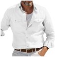 thumbnail image 1 of Button Down Shirt for Men Mens Solid Shirt Long Sleeve Casual Button Down Shirts Dress Shirt Dress Shirts for Men Slim Fit Mens Dress Shirts Business Dress Shirts for Men, 1 of 5