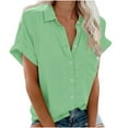 thumbnail image 1 of Button Up Shirt Women! Comdrip Sleeve Blouse Short Casual Popular Fashion Tee Tops(S 3XL) Pocket Button Womens Women's T Shirts Short Sleeve Shirts for Women Mint Green XL, 1 of 6