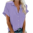 thumbnail image 1 of Button Up Shirt Women! Comdrip Sleeve Blouse Short Casual Popular Fashion Tee Tops(S 3XL) Pocket Button Womens Women's T Shirts Short Sleeve Shirts for Women Beige L, 1 of 6