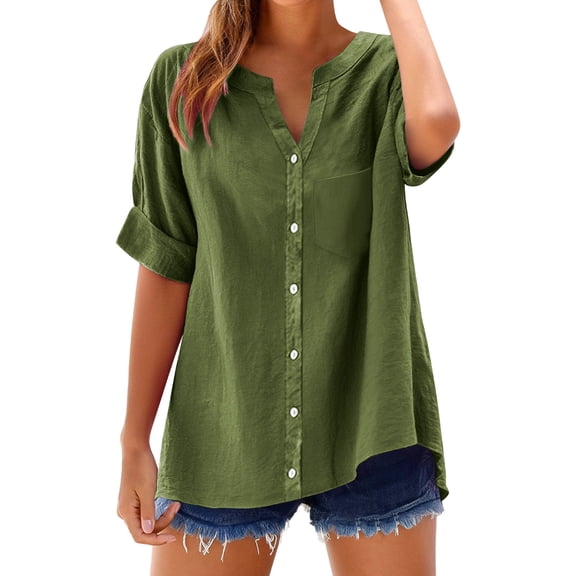 Button Down Shirts Business Casual Blouse Dressy Casual Loose Floral Roll Up Short Sleeve Tops Womens Boho Tops Cotton Button Up Shirt Flowy Tunic Loose Comfy Work Gauze Blouses Mint Green XXL