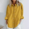 thumbnail image 1 of Button Down Shirts Oversized Shirts Womens Business Casual Linen Long Sleeve Shirt Linen Shirts for Women Dress Shirts for Women Womens Shirts Linen Blouses Womens Tshirts Yellow XL, 1 of 6