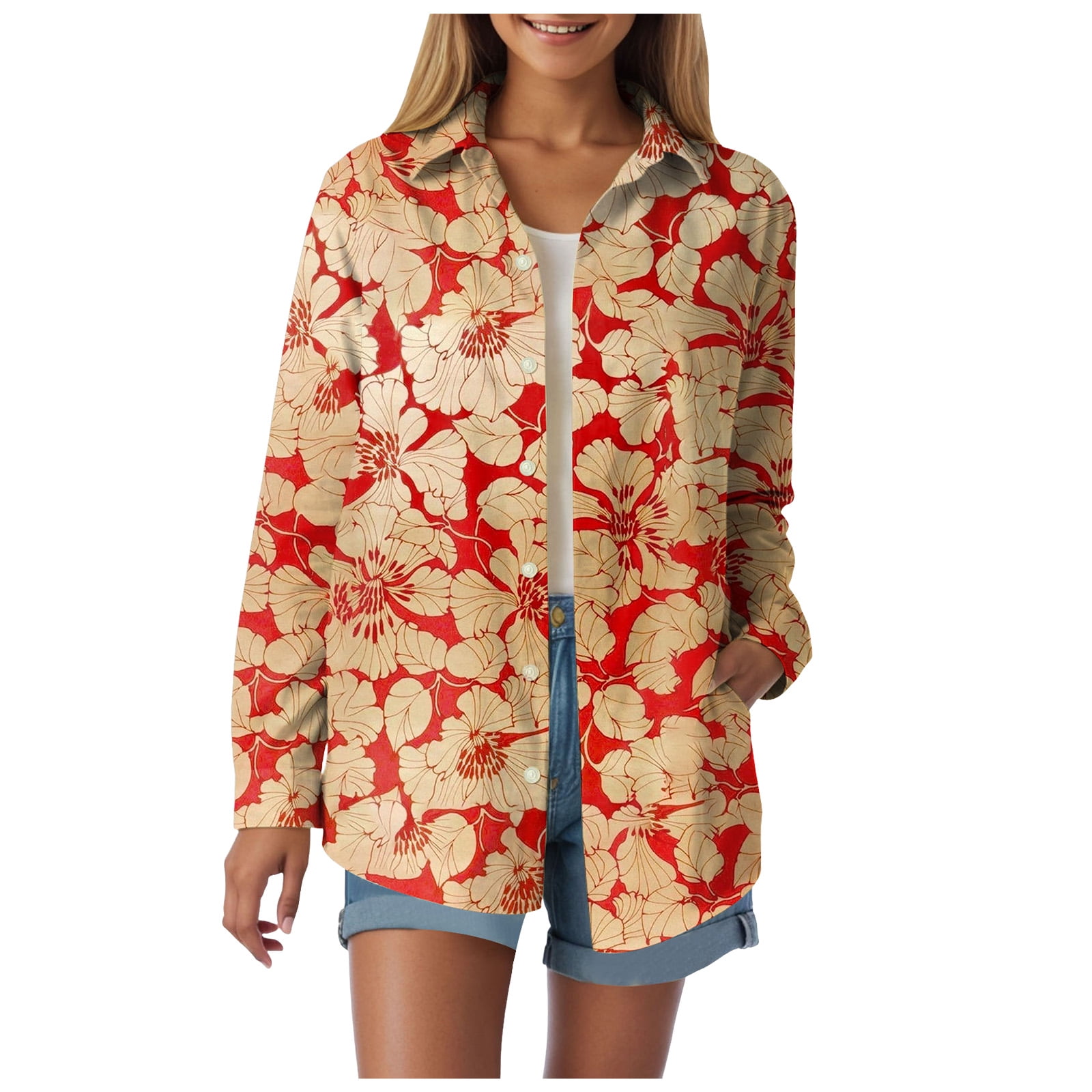 Button Down Shirts for Women Oversized Striped Long Sleeve Shirt Summer ...