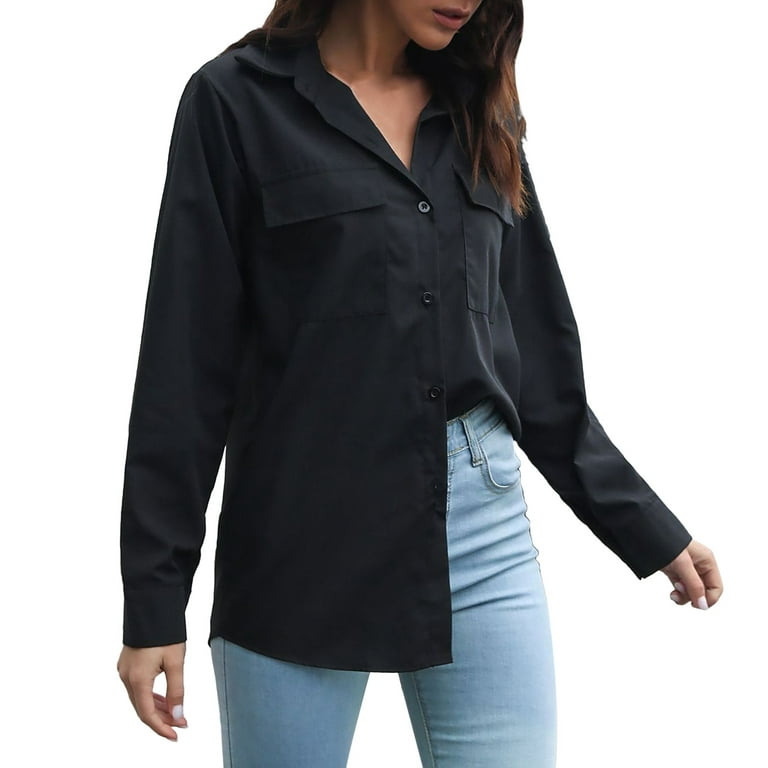 Button down Shirts for Women plus Size Pants And Shirts for Women Womens  Pocket Blouses Tops Casual Long Sleeve Loose Fit Button Down Shirts Snow  Shirt Women 