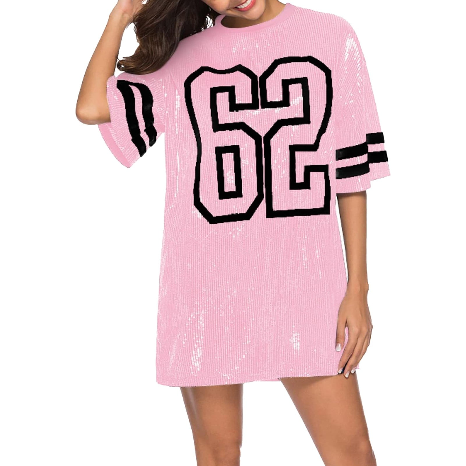 Button Shirts Women's Fashion Crew Neck Half Sleeve Loose Bead Print