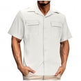 thumbnail image 1 of Button Up Short Sleeve Shirts for Men Men's Short Sleeve Dress Shirt Short Sleeve Button Up Shirt Linen Short Sleeve Button Down Men Spring Savings 2025, 1 of 5