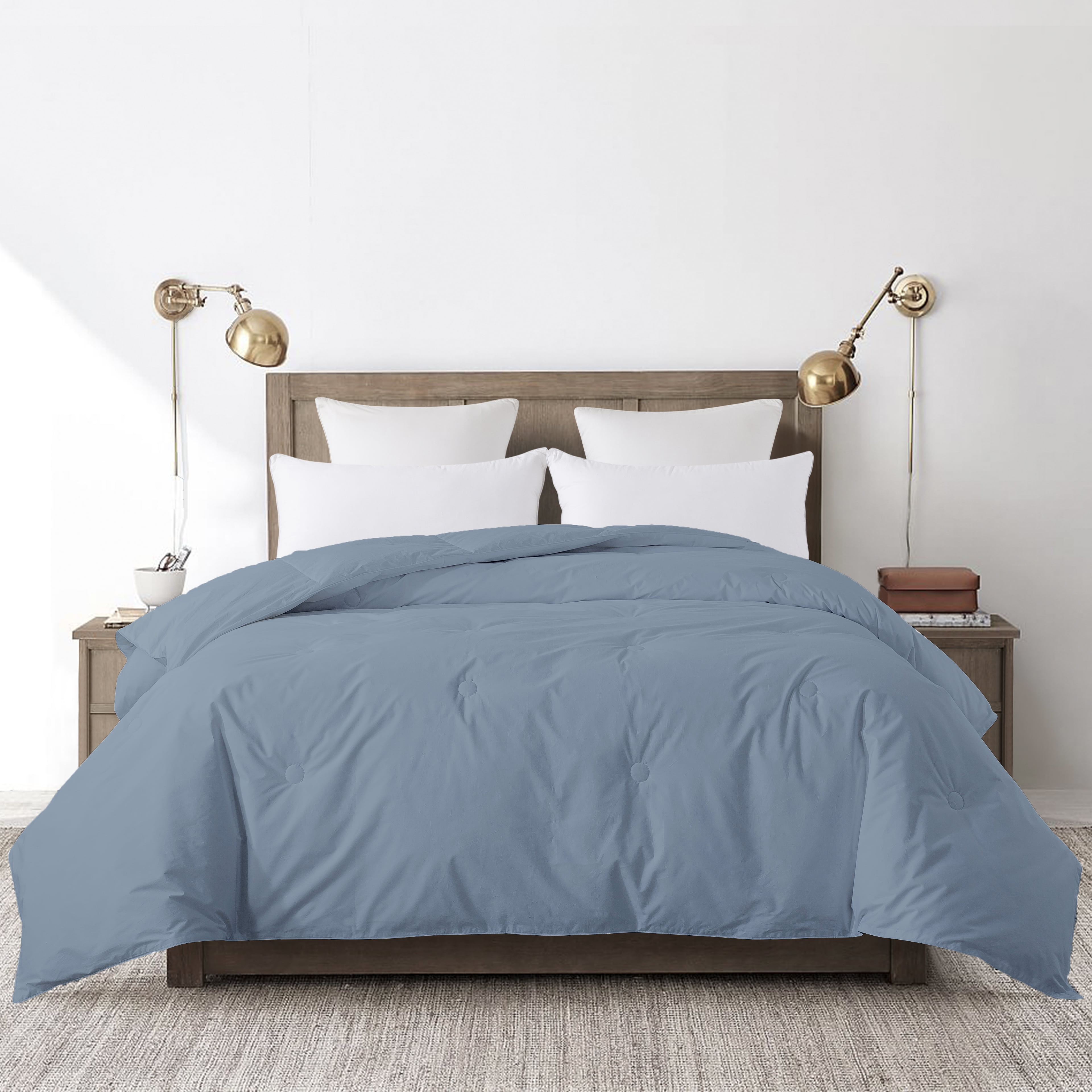 Button Stitch Down Alternative Comforter - Full/Queen - Blue Fog