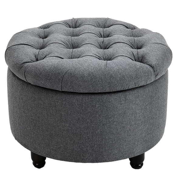Button Storage In Grey Fabric - Add Elegance To Your Living Space Footrest Comfort Area