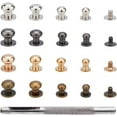 thumbnail image 1 of Button Studs 64 Sets 4 Colors 7 8 9 10mm Metal Studs Rivets Screwback Spots Metal Nail Rivet Studs for DIY Leather Craft Belt Purse Handbag Antique Bronze/Gunmetal/Platinum/Golden, 1 of 8
