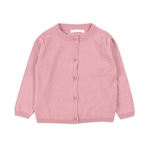 Button Sweater Cardigan Toddler Baby Boys Girls Solid Color Long Sleeve Knit Sweater School Uniforms Light pink 5