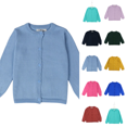 thumbnail image 1 of Button Sweater Cardigan Toddler Baby Boys Girls Solid Color Long Sleeve Knit Sweater School Uniforms Sky Blue 90, 1 of 4