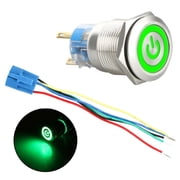 Button Switch-19mm 12V LED Power Symbol ON-OFF Car Push Latch Metal Waterproof