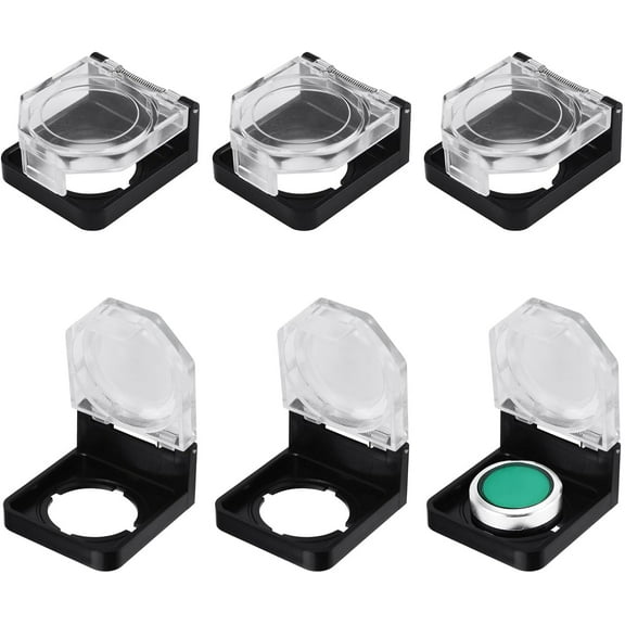 Button Switch Cover Guard 6Pcs Clear Plastic Push Button Switch Protectors Dustproof Emergency Stop Knob Switch Cover Guard for 22mm Power Push Button (Round Hole, Transparent)