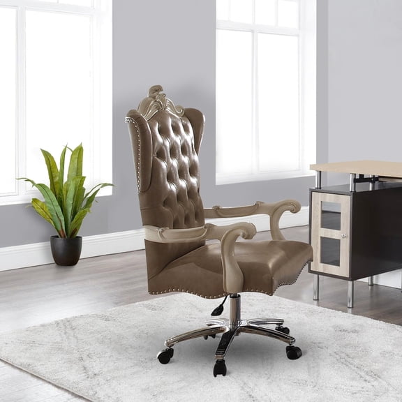 Button- Swivel Chair - Vintage Grey And Bone White Artistic Stylish For Living Room