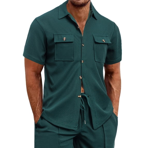 Button Down T Shirt for Men Summer Lapel Button Down Graphic Daily Wear Lapel Neck T Shirt Lightweight Hawaiian Vacation Shirts T Shirt Summer Shirts Men