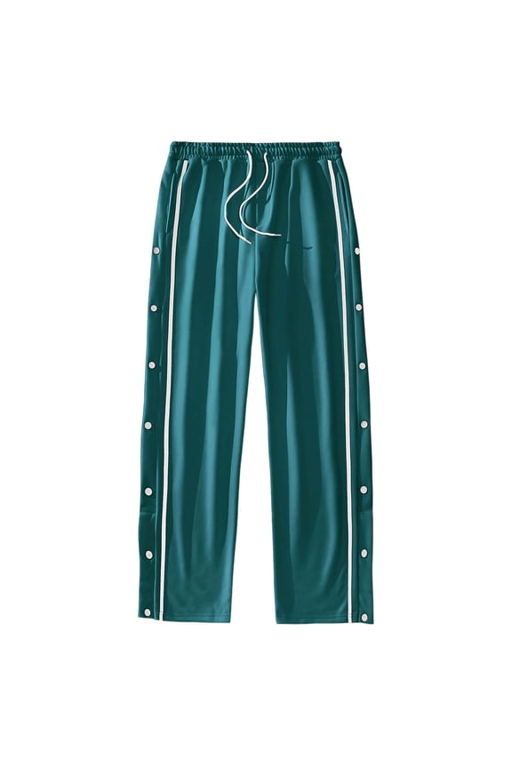 Button Tear Away Basketball Pants Training Warm up Sweatpants Men's Side High Split Snap Button Pants for Sport Mens Loose Fit Pants Black