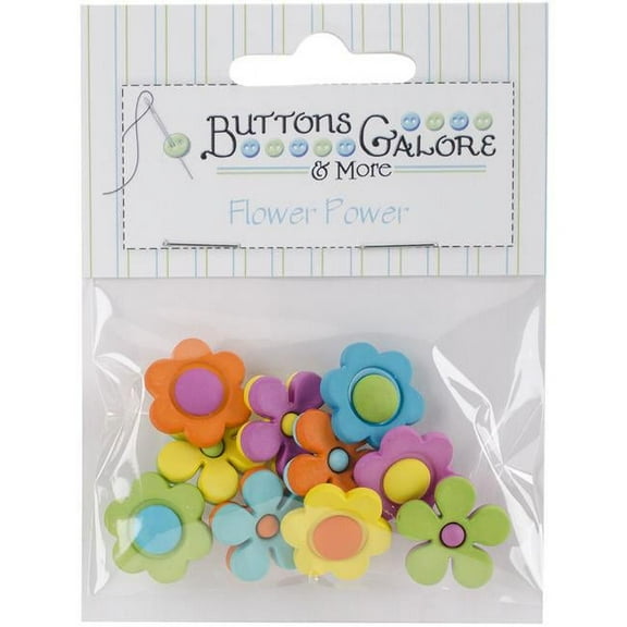 Button Theme Pack-Backyard Blooms, Pk 6, Buttons Galore