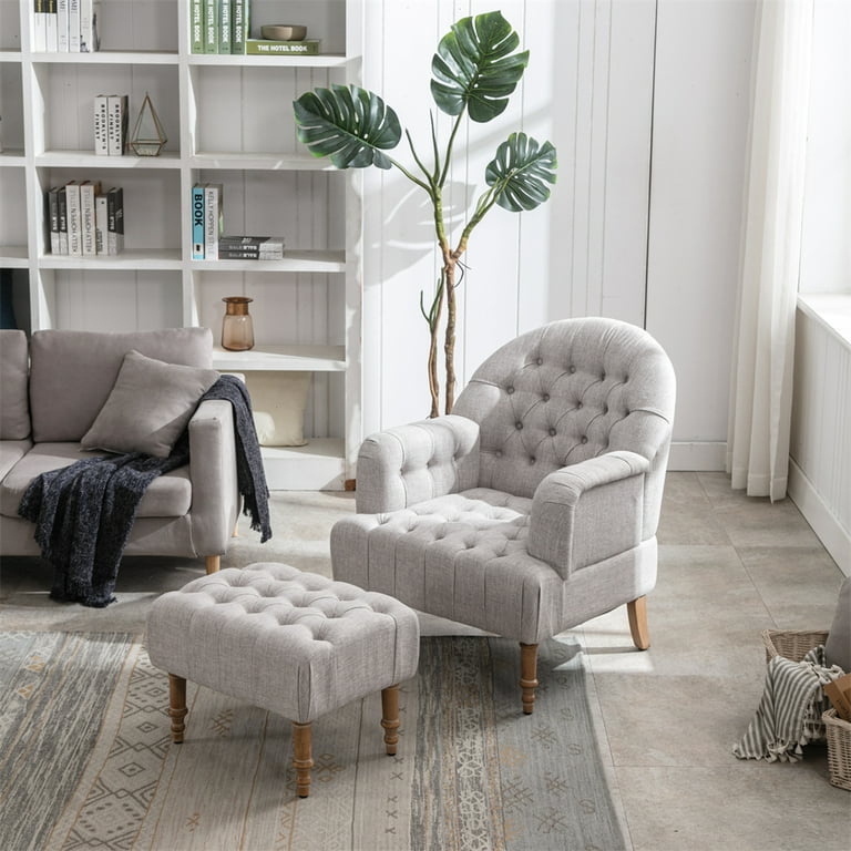 Upholstered lounge 2024 chair and ottoman