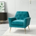 thumbnail image 1 of Button Tufted Accent Chair, Velvet Club Armchair, Living Room Chair with Padded Seat and Back for Living Room, Bedroom and Apartment, Blue, 1 of 7