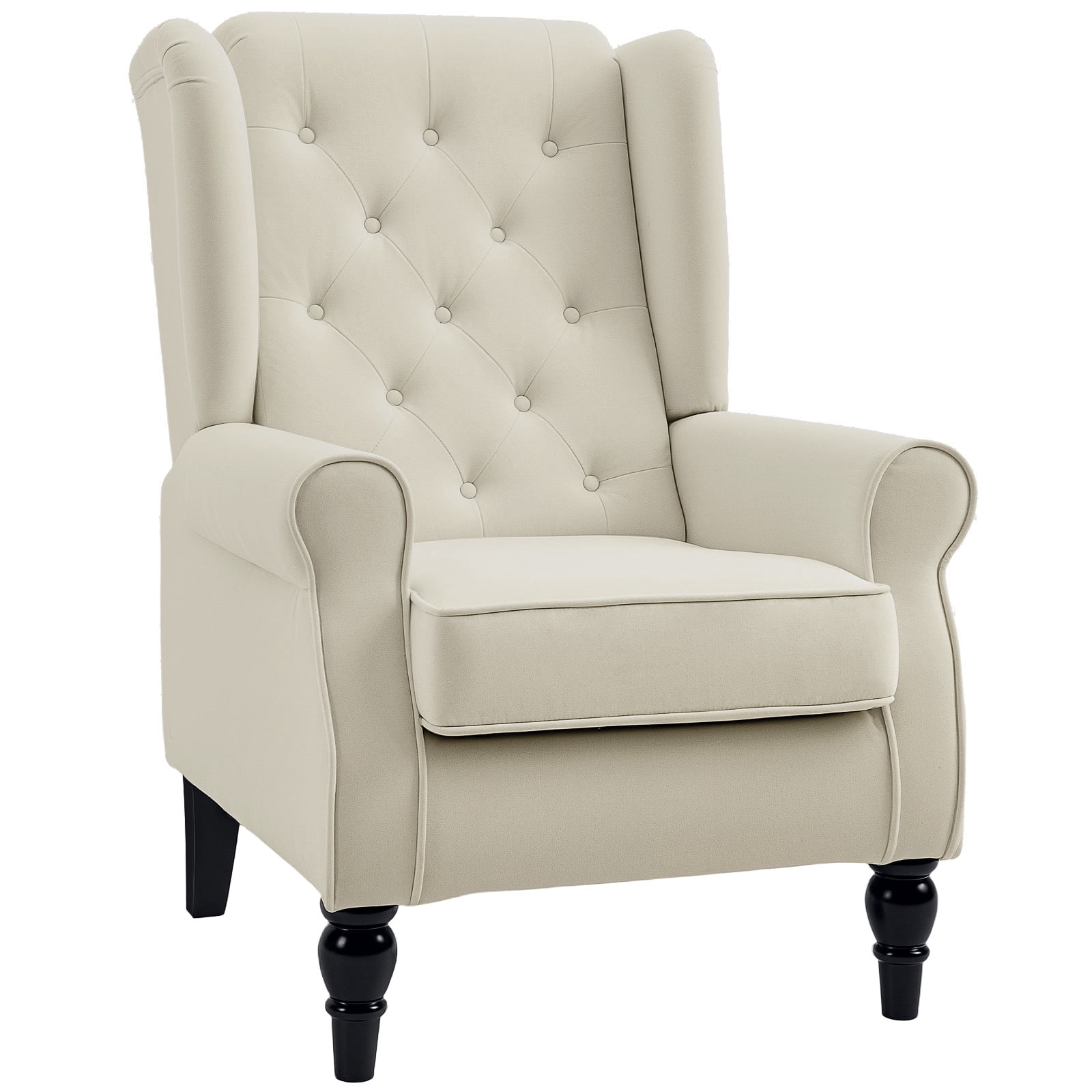 Button-Tufted Accent Chair with High Wingback, Rounded Cushioned ...