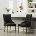 thumbnail image 1 of Button Tufted Charcoal Solid Wood Wingback Chairs with Nail Heads Set of 2 / Create Stylish Dining Setting, 1 of 7