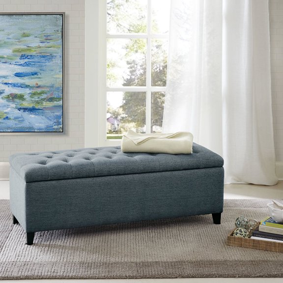 Button Tufted Design - Store Blankets or Items - Bedroom Use - Stylish Storage