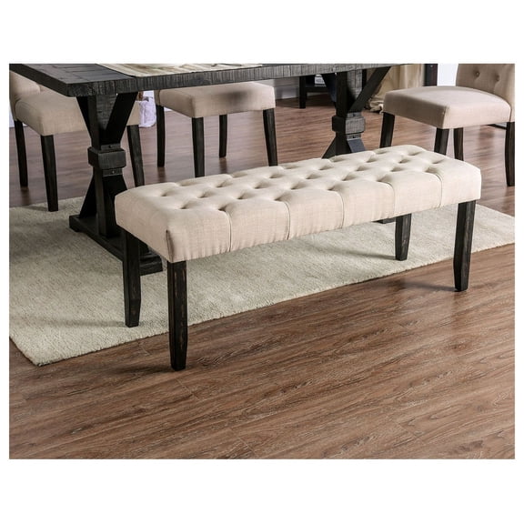 Button Tufted Dining Chair, Solid Wood Kitchen Chair, Upholstered Seat, Rustic Farmhouse Chair for Dining Room, Antique Black Finish