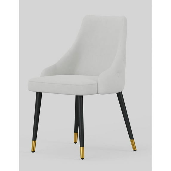 Button Tufted Dining Chair in white farbric seat