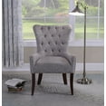 Button Tufted Elegant Accent Chair, GrayWhite