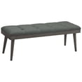 thumbnail image 1 of Button Tufted Fabric Accent Bench with Wooden Tapered Legs, Gray- Saltoro Sherpi, 1 of 5