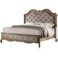 thumbnail image 1 of Button Tufted Fabric Eastern King Size Bed with Molded Details, Beige, 1 of 4