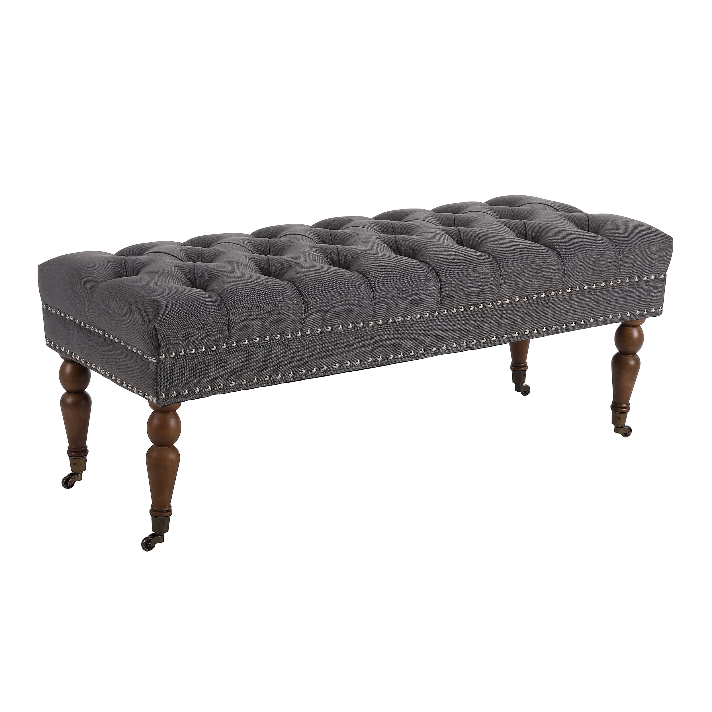 ButtonTufted Ottoman Bench47.64 in, Modern Velvet Upholstered Bedroom