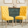 thumbnail image 1 of Button Tufted Parsons Chairs / Create Cozy Dining Space with 2 Yellow Ones, 1 of 5