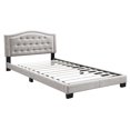 thumbnail image 1 of Button Tufted Queen Burlap Bed with Curved Headboard Light Brown - Saltoro Sherpi, 1 of 6
