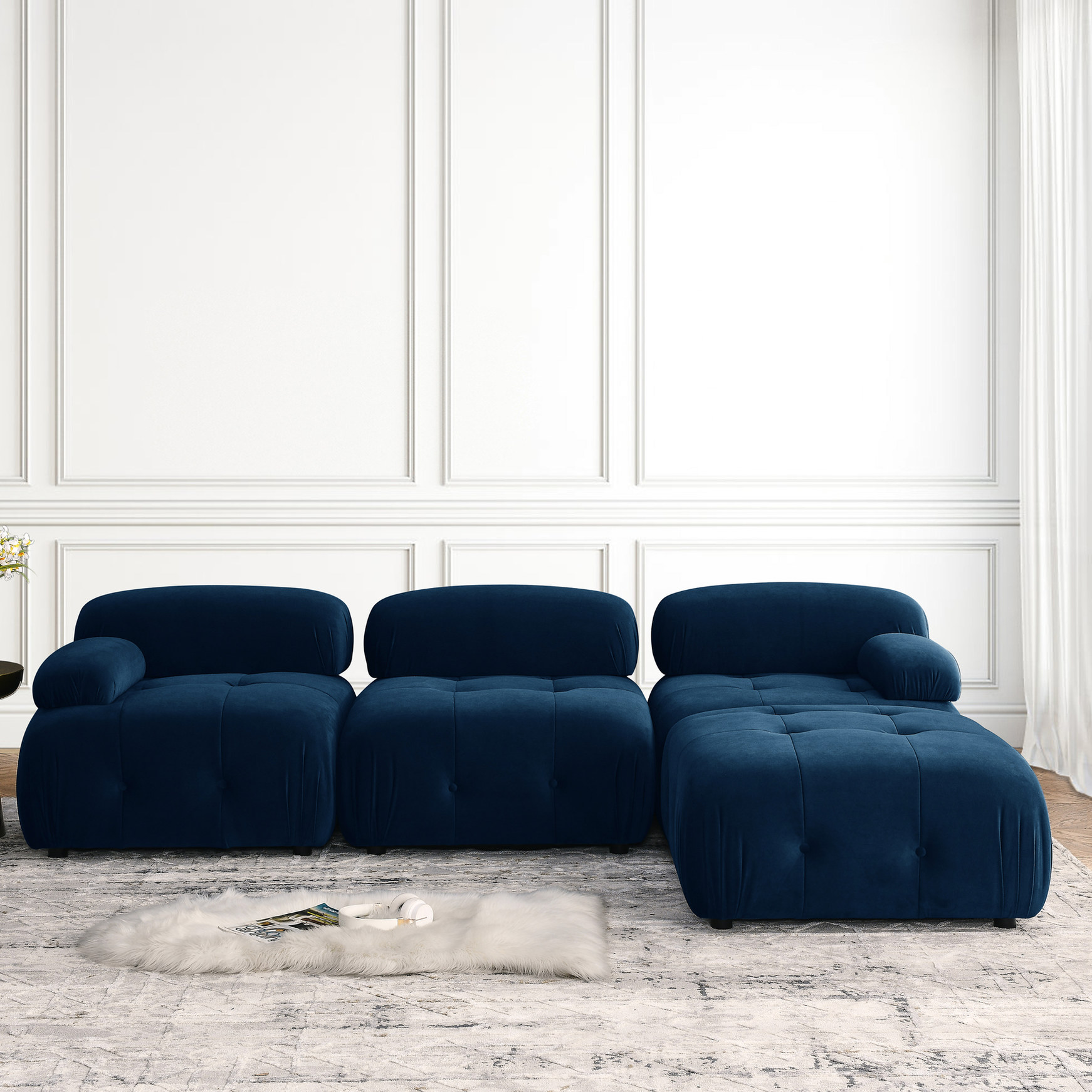Sofa Multiple Button Tufted Sofa - Reversible Ottoman - Multiple Room Decor - Comfort ...