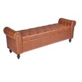 thumbnail image 1 of Button Tufted Storage Ottoman Bench, PU Leather Entryway Bench with Wood Legs, Upholstered Bedroom Bench for Living Room, 65.4” Brown, 1 of 6
