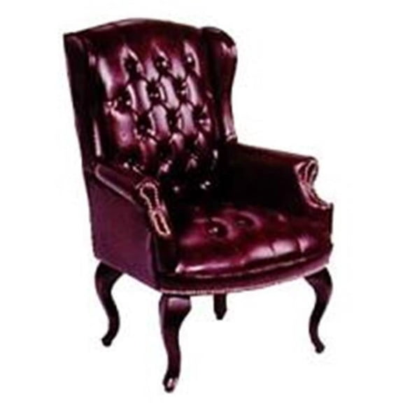 Button Tufted Traditional Executive Guest Chair - B809 - Oxblood Vinyl