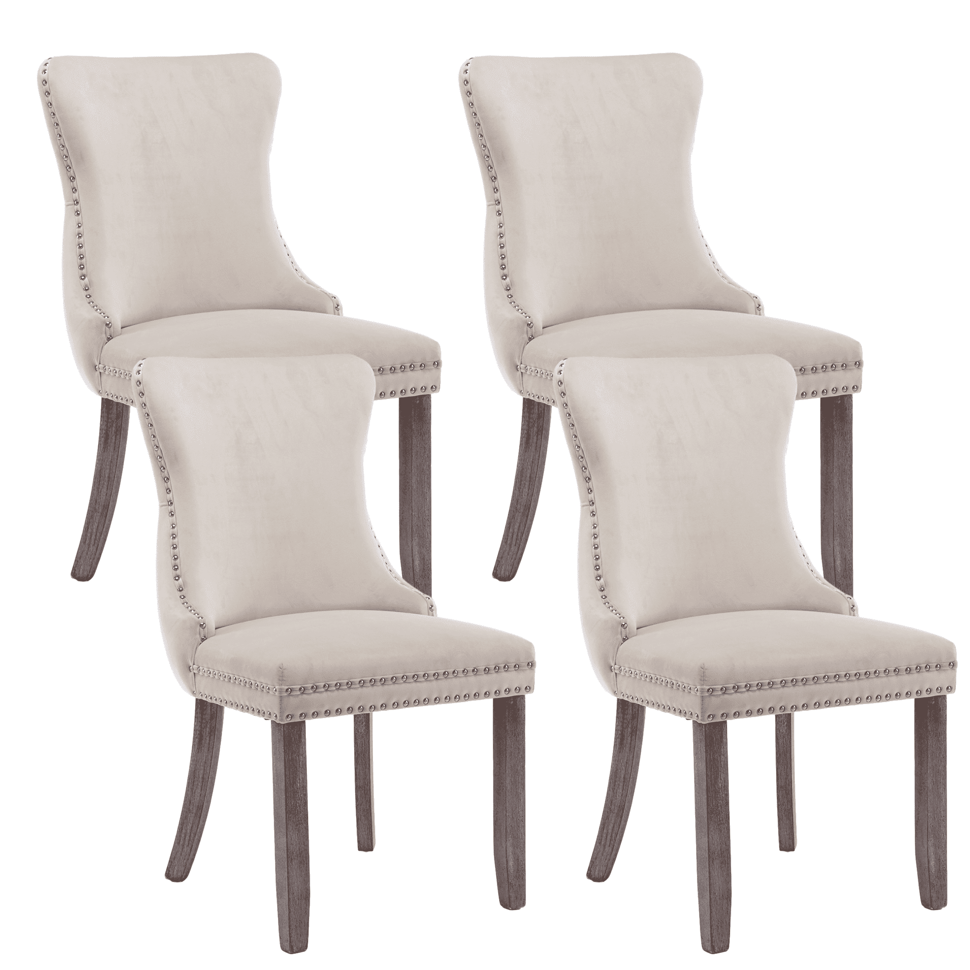 Button Tufted Upholstered Dining Chairs with Nailhead, Dining Room Chairs Tufted Cushion Back Elegant, Accent Chairs with Solid Wood Legs for Living Room/Kitchen (Set of 4)