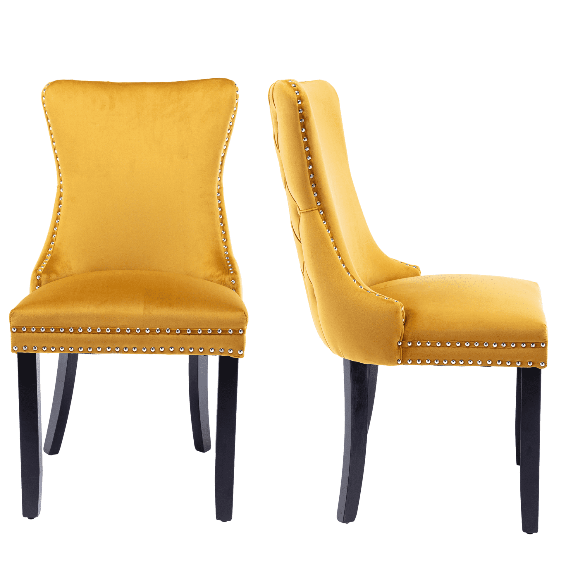 Button Tufted Upholstered Dining Chairs with Nailhead, Dining Room Chairs Tufted Cushion Back Elegant, Accent Chairs with Solid Wood Legs for Living Room/Kitchen (Set of 2)