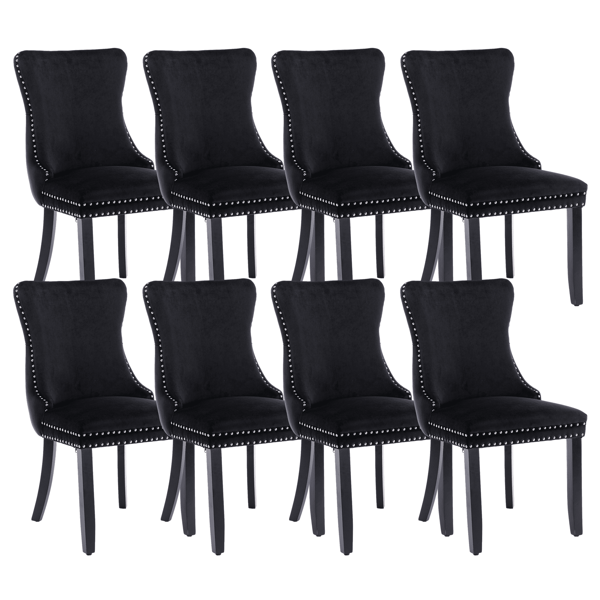 Button Tufted Upholstered Dining Chairs with Nailhead, Dining Room Chairs Tufted Cushion Back Elegant, Accent Chairs with Solid Wood Legs for Living Room/Kitchen (Set of 8)