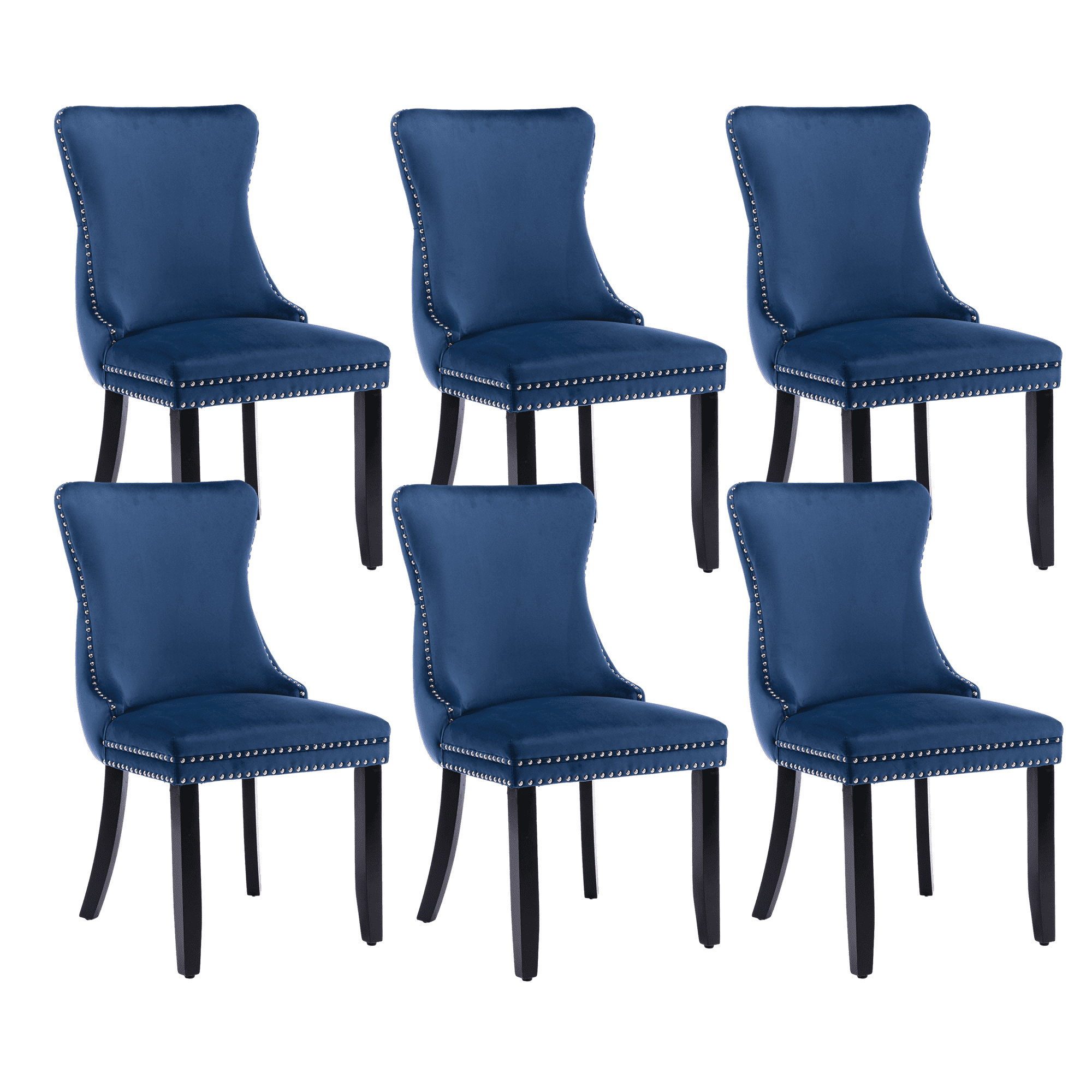Button Tufted Upholstered Dining Chairs with Nailhead, Dining Room Chairs Tufted Cushion Back Elegant, Accent Chairs with Solid Wood Legs for Living Room/Kitchen (Set of 6)